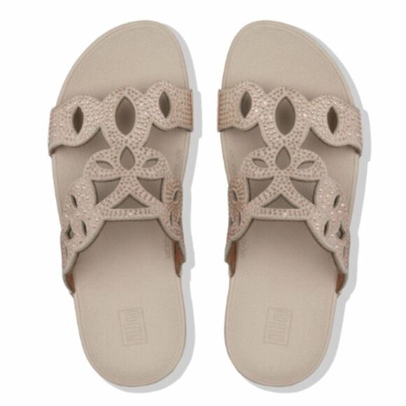 FITFLOP ROSE GOLD ELORA CRYSTAL SLIDES 8 - Picture 1 of 9